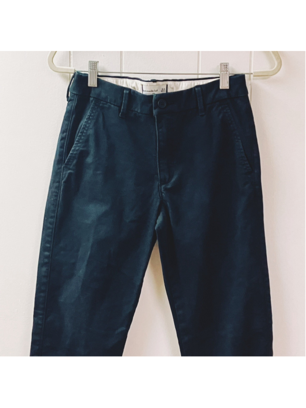 Abercrombie Kids Boys Black Straight Chino Pants SZ 15/16 Reg Adj Waist School - Picture 2 of 9